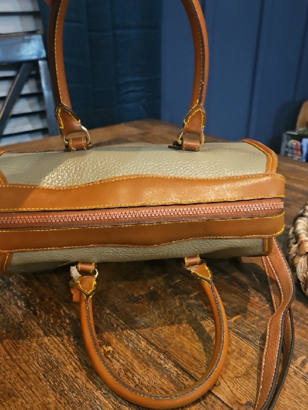 Dooney & Bourke Tan and Cream Pebbled Leather Satchel - Picture 5 of 16